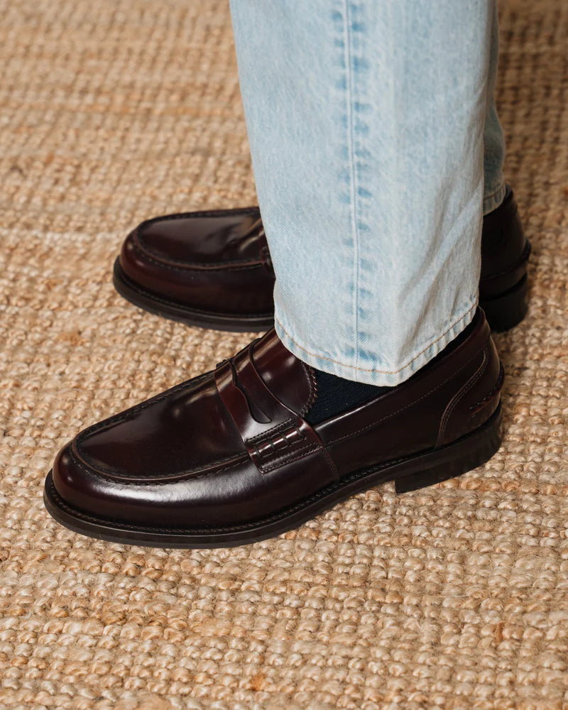 Burgundy Brown Leather Milano Penny Loafer