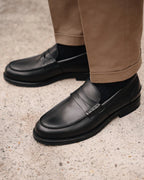 Black Leather Venezia Penny Loafer