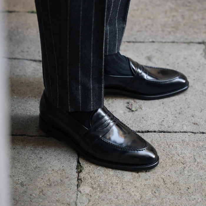 Black Leather Torino Penny Loafer
