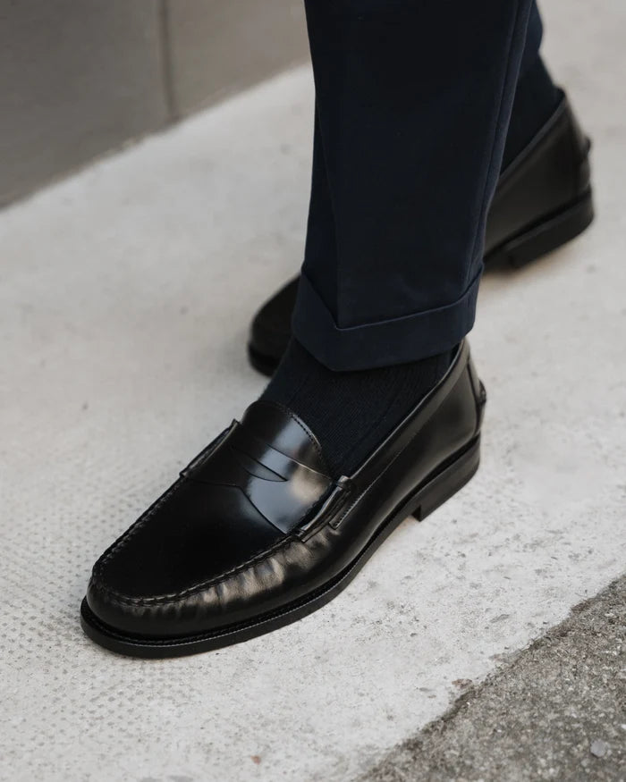 Black Leather Firenze Penny Loafer