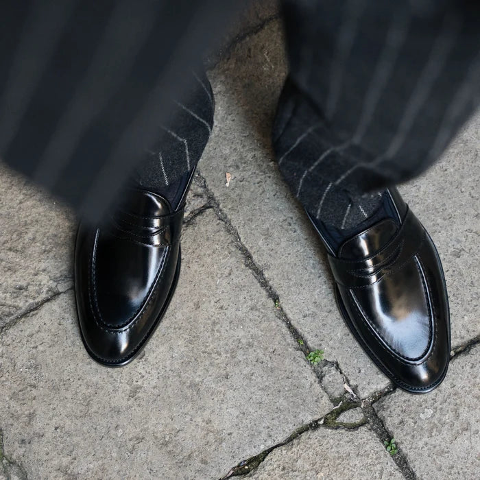 Black Leather Torino Penny Loafer