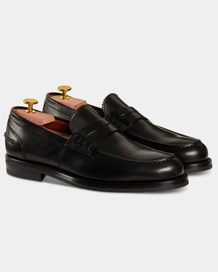 Black Leather Venezia Penny Loafer