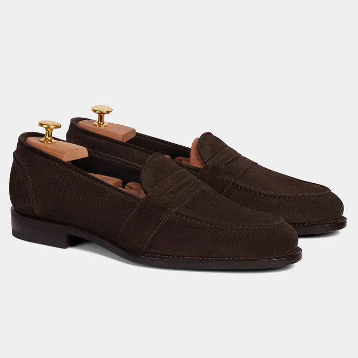 Brown Suede Leather Roma Penny Loafer