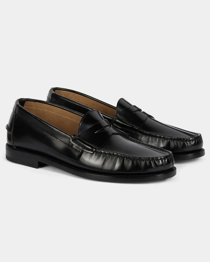 Black Leather Firenze Penny Loafer