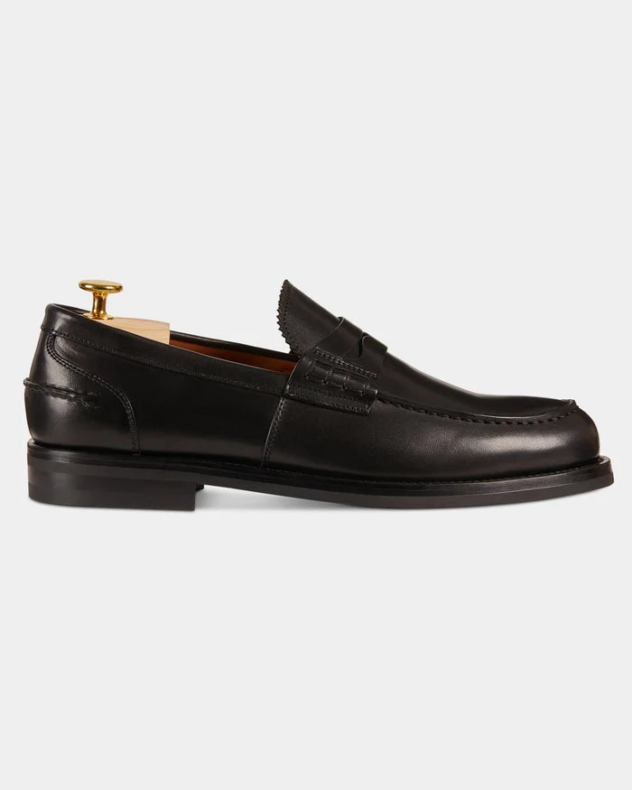 Black Leather Venezia Penny Loafer