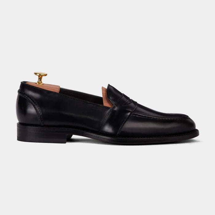 Black Leather Torino Penny Loafer