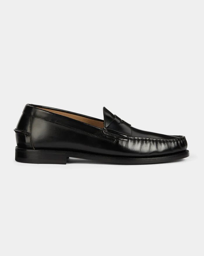Black Leather Firenze Penny Loafer