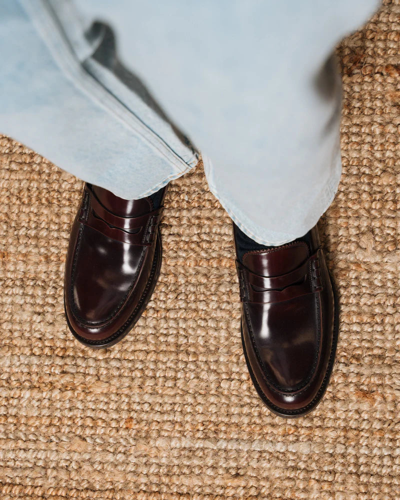 Burgundy Brown Leather Milano Penny Loafer