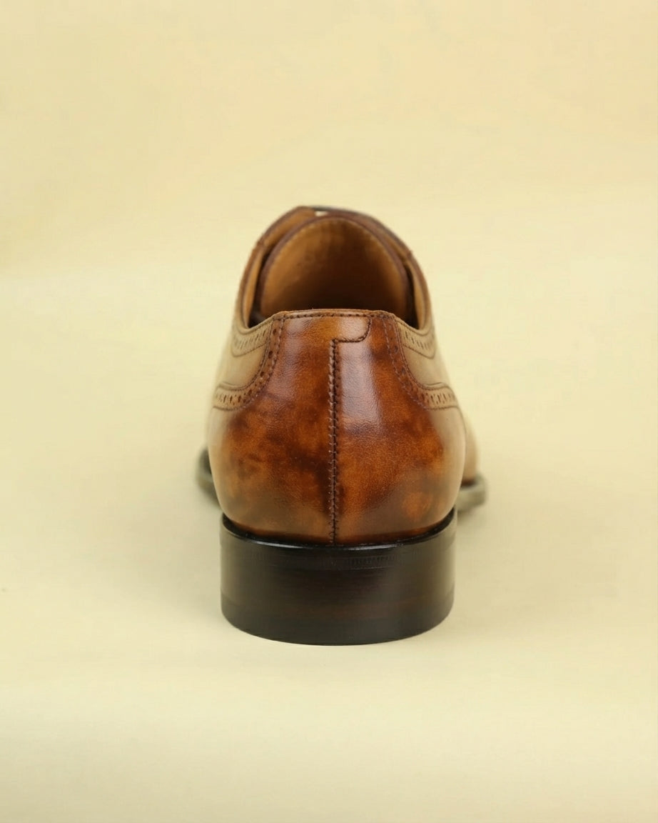Tan Leather Adrian Brogue Oxford - Italian