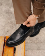 Black Leather Venezia Penny Loafer