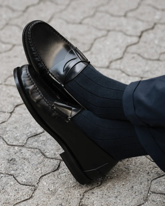Black Leather Firenze Penny Loafer
