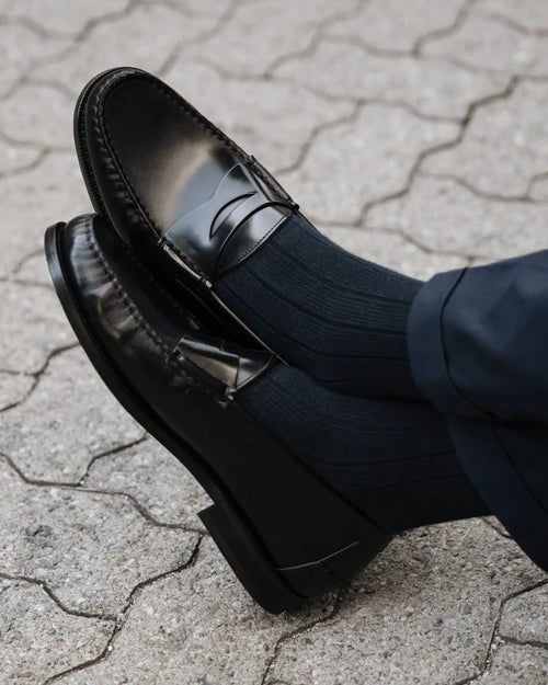 Black Leather Firenze Penny Loafer