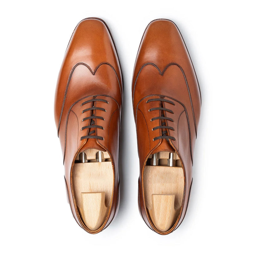 Tan Leather Torvani Toe Cap Oxfords