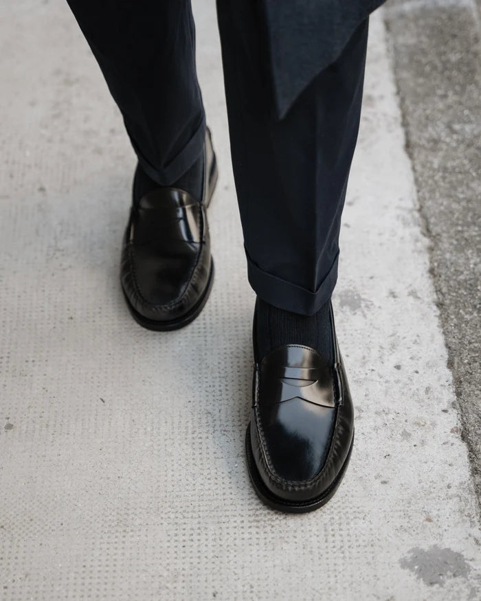 Black Leather Firenze Penny Loafer