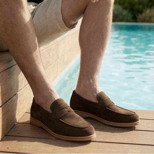 Brown Suede Leather Stefano Penny Loafer