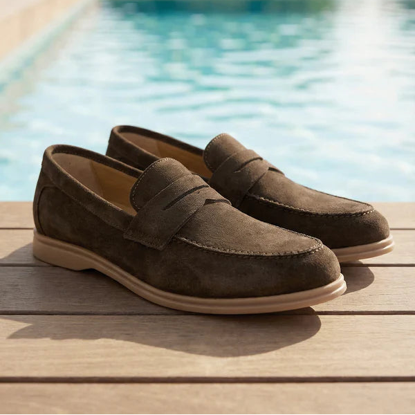Brown Suede Leather Stefano Penny Loafer