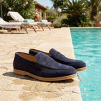Navy-blue Suede Leather Dario Penny Loafer