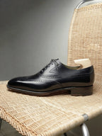 Black Leather Giovanni Brogue Oxford - Italian
