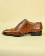 Tan Leather Adrian Brogue Oxford - Italian