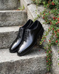 Black Leather Dominic Brogue Oxford - Italian