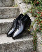 Black Leather Dominic Brogue Oxford - Italian