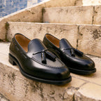 Black Leather Fabio Tassel Loafer