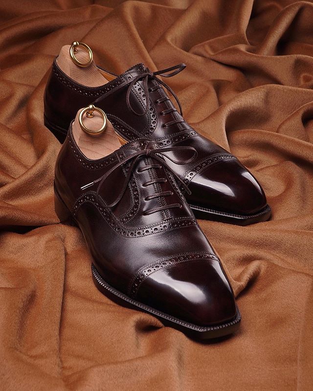 Brown Leather Marco Brogue Oxford - Italian