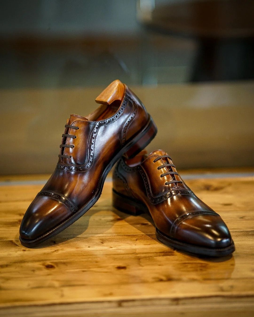 Tan Leather Rafael Brogue Oxford - Italian