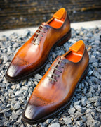 Tan Leather Benedetto Brogue Oxford - Italian