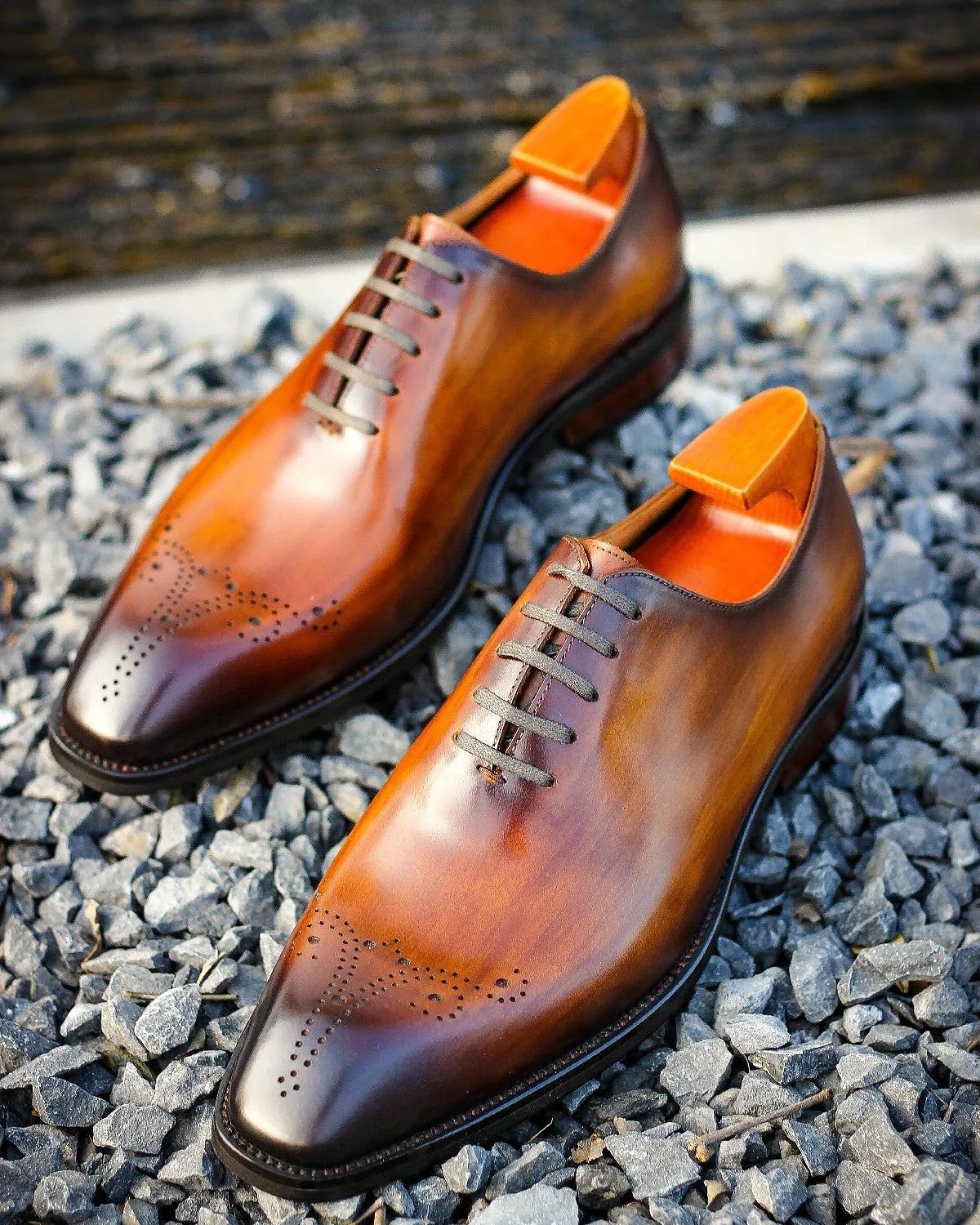 Tan Leather Benedetto Brogue Oxford - Italian