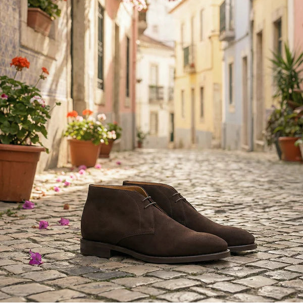 Brown Suede Leather Matteo Chukka Boot - Italian