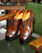 Brown Leather Trieste Brogue Oxford - Italian