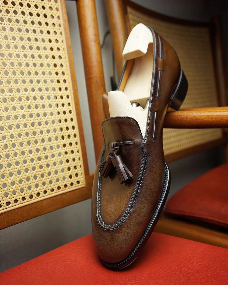 Tan Leather Santino Tassel Loafer