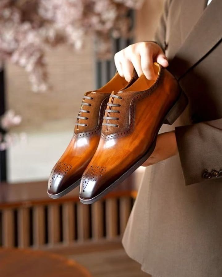 Tan Leather Amalfi Brogue Oxford - Italian