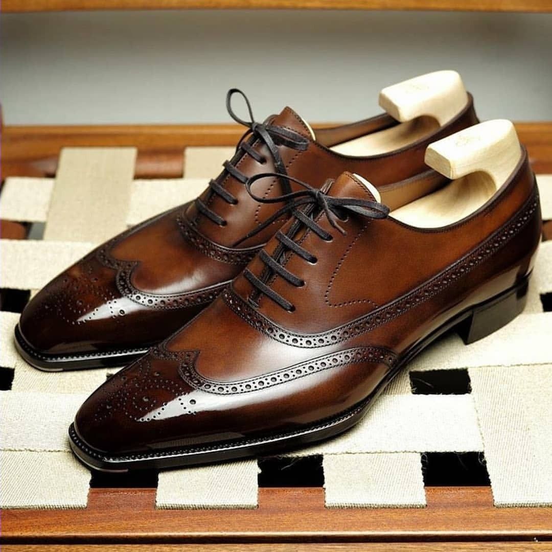 Brown Leather Alessio Brogue Oxford - Italian