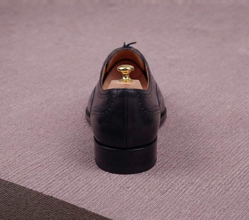 Black Leather Sebastian Brogue Oxford - Italian