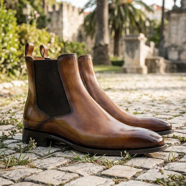 Tan Leather Treviso Chelsea Boot - Italian