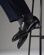 Black Leather Sardegna Brogue Oxford - Italian