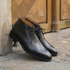 Black Leather Claudio Chukka Boot - Italian