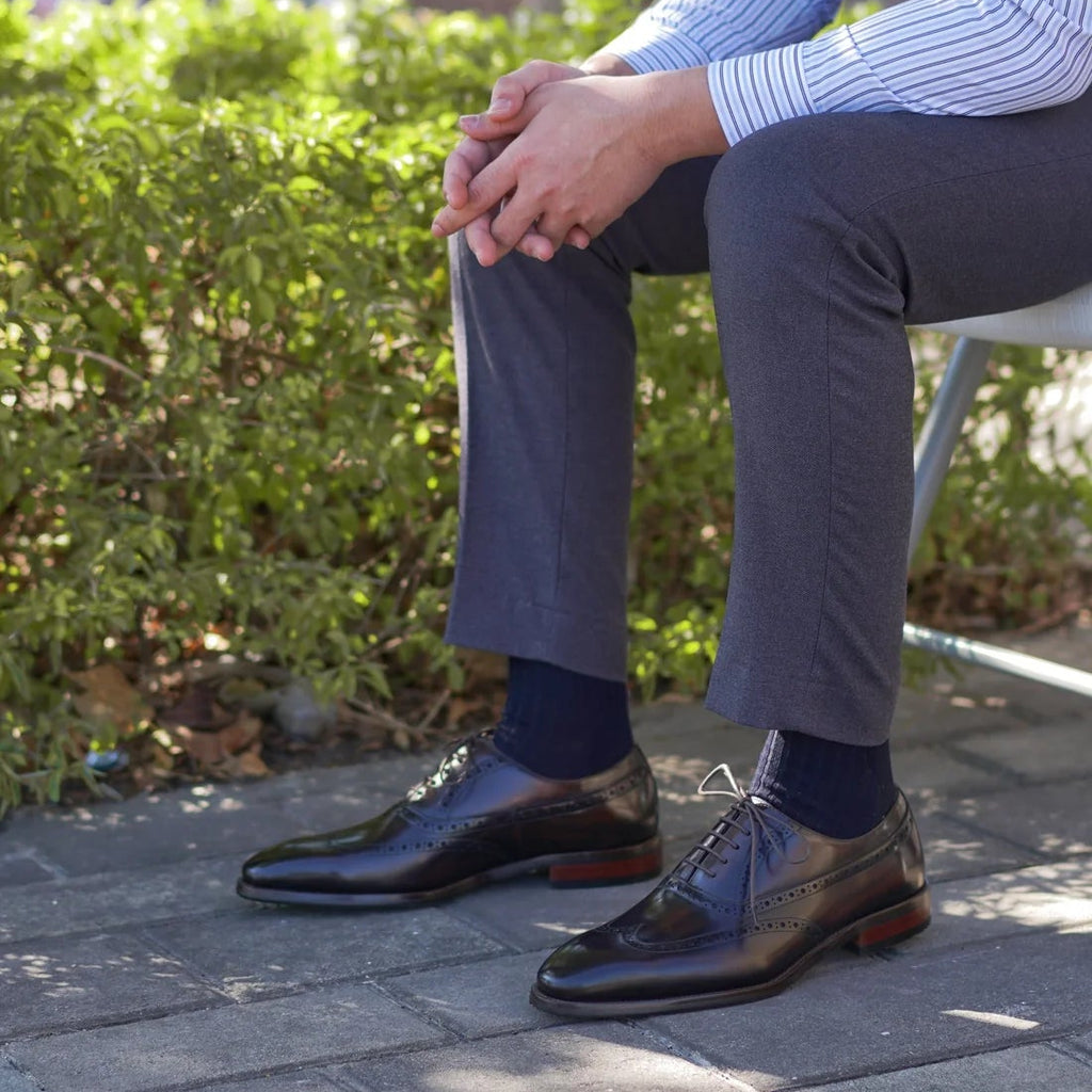 Burgundy Brown Leather Positano Brogue Oxford - Italian