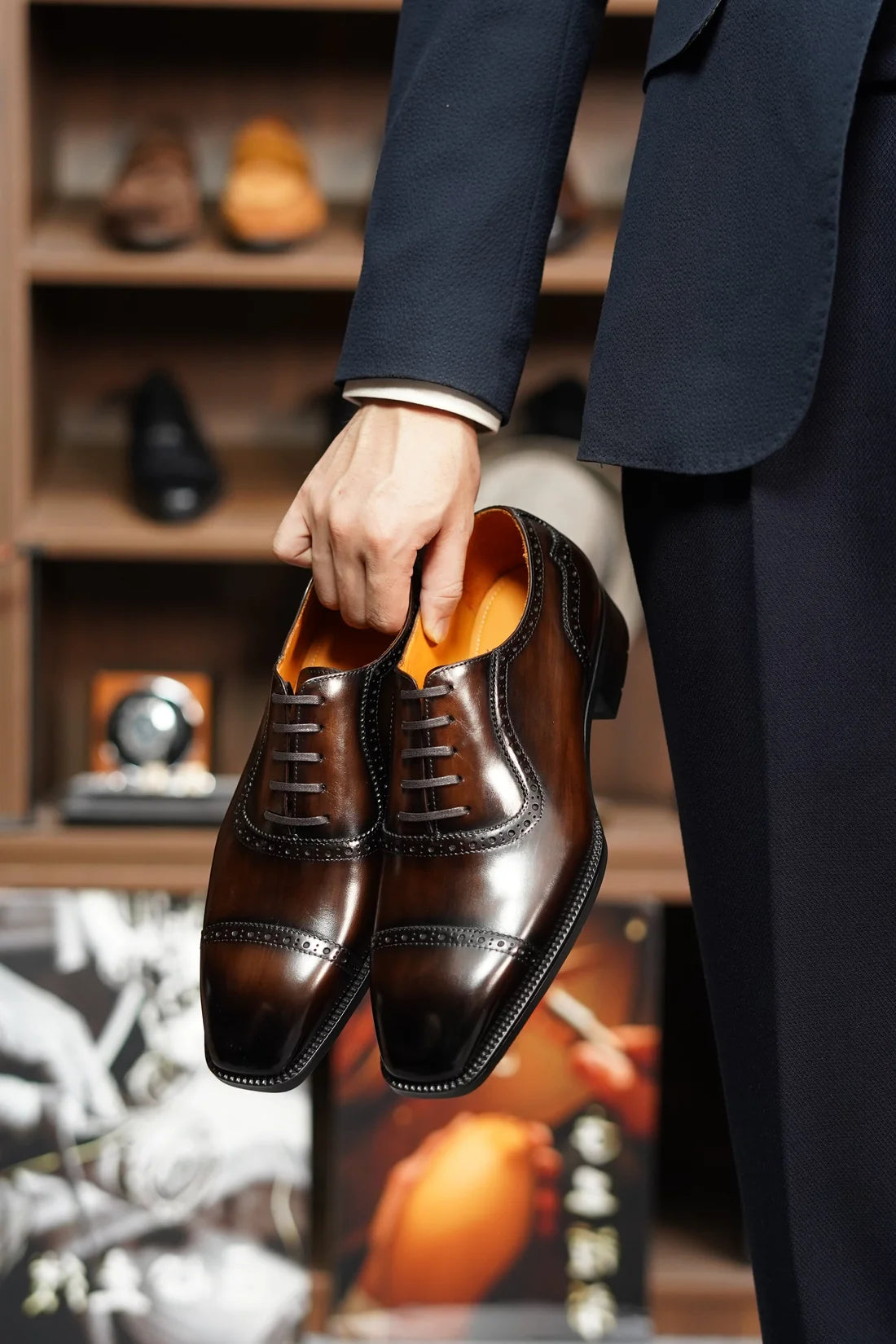 Brown Leather Capri Brogue Oxford - Italian