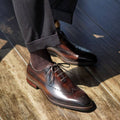Burgundy Leather Ravenna Brogue Oxford - Italian