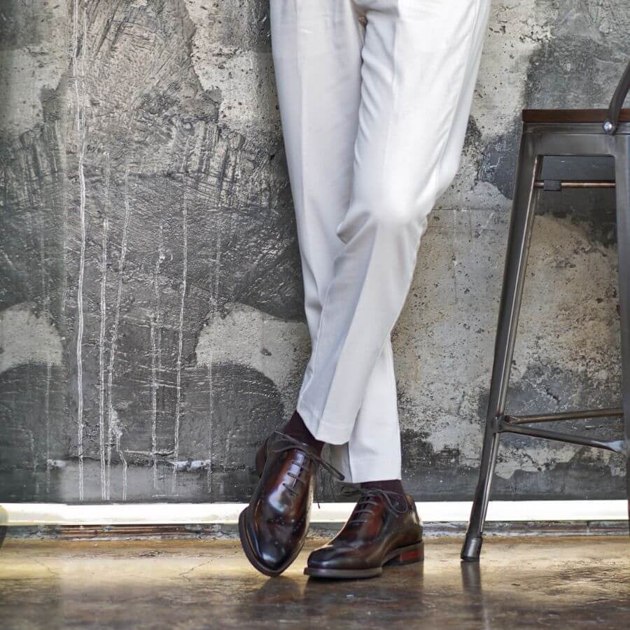 Burgundy Leather Ravenna Brogue Oxford - Italian