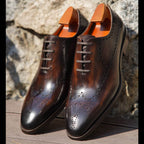 Burgundy Leather Ravenna Brogue Oxford - Italian