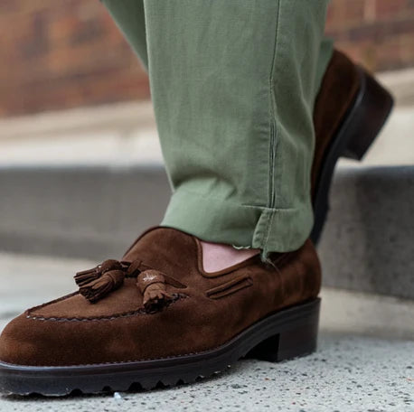 Brown Suede Leather Vincenzo Tassel Loafer