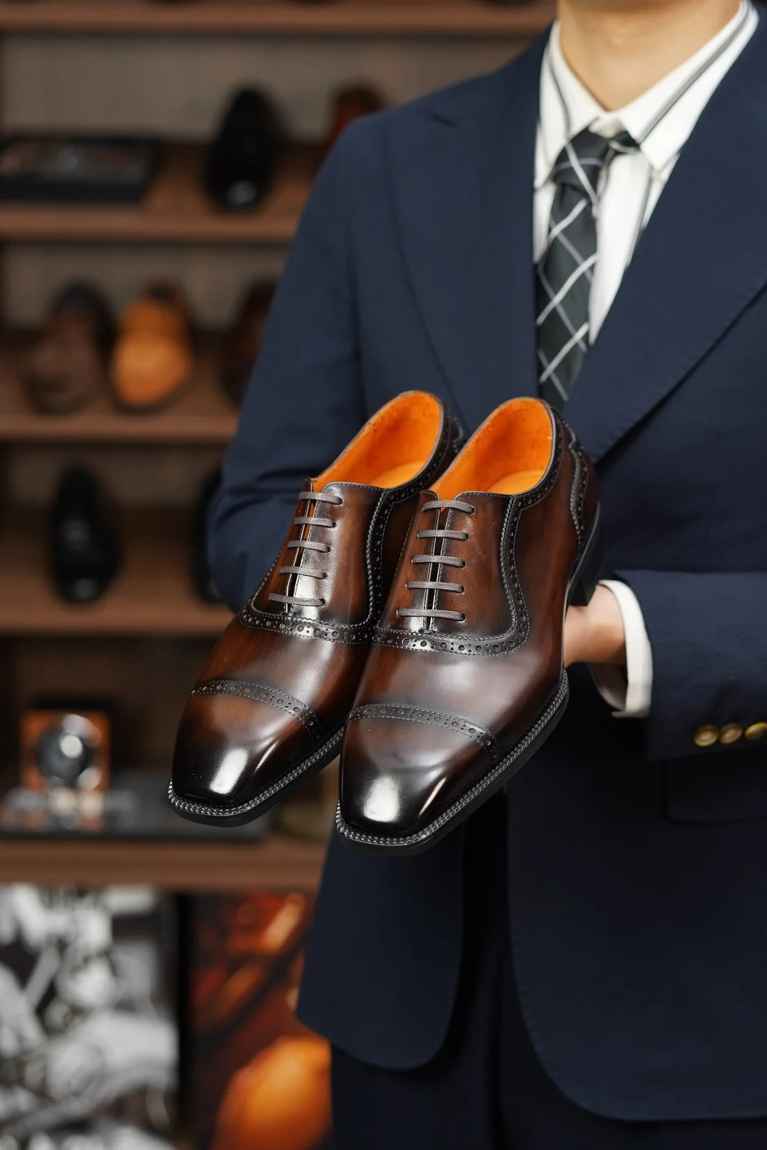 Brown Leather Capri Brogue Oxford - Italian