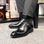 Black Leather Lucca Brogue Oxford - Italian