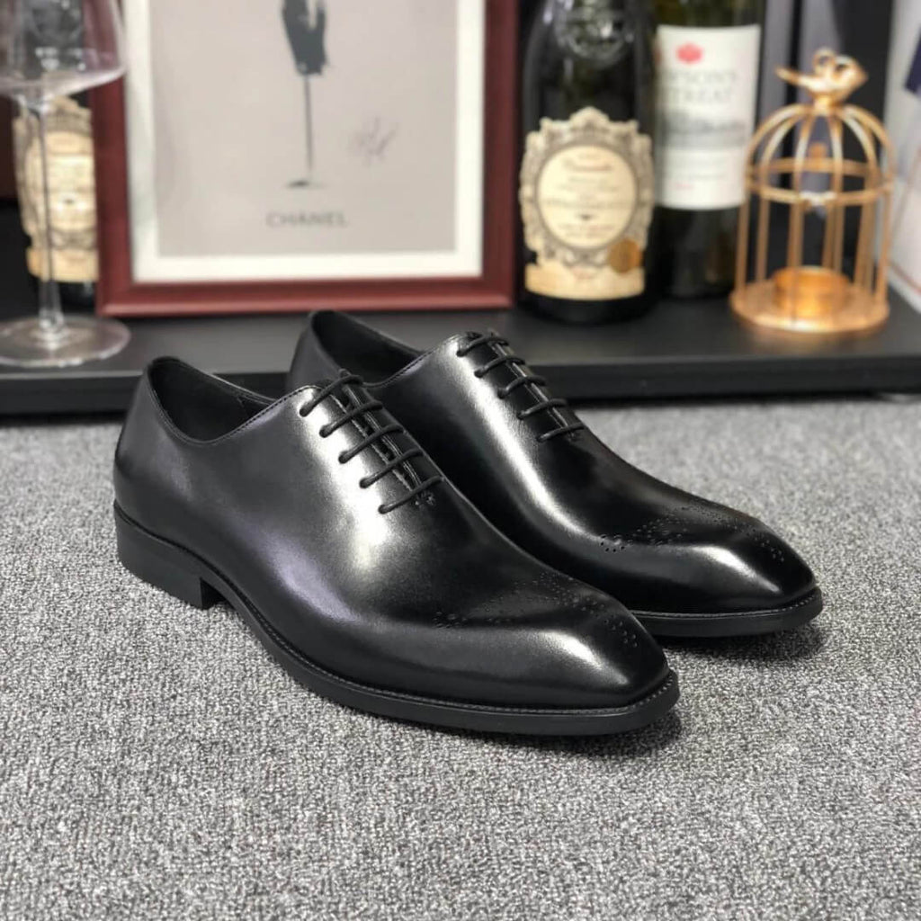 Black Leather Lucca Brogue Oxford - Italian