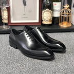 Black Leather Lucca Brogue Oxford - Italian
