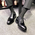 Black Leather Lucca Brogue Oxford - Italian